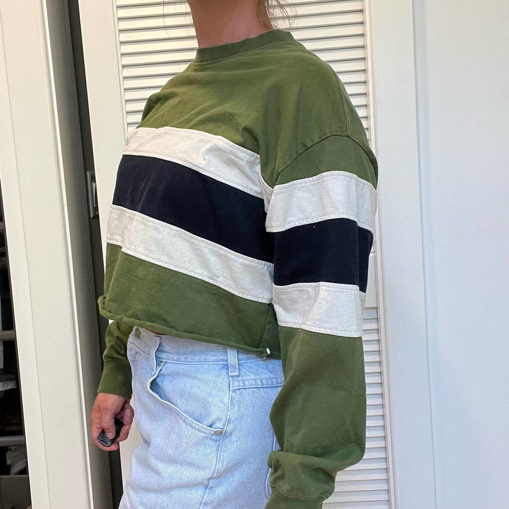 90s Topman Brand Striped Crop Shirt Size Small